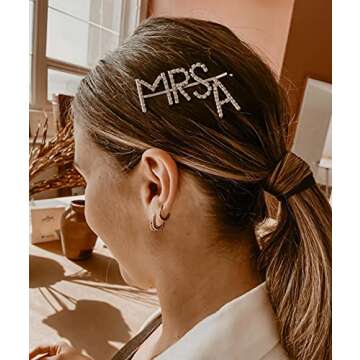 Six Stories Bride To Be Hair Clip, Bachelorette Party Word Hair Accessories, Mrs Rhinestone Bobby Pin, Bridal Shower Hair Piece, Letter Rhinestone Clips (MRS T)