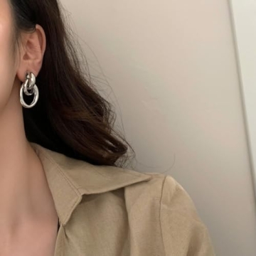 Trendy Chunky Sterling Silver Dangle Drop Earrings for Women