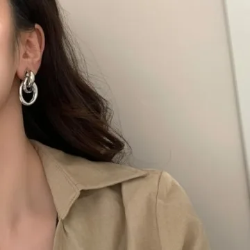 Trendy Chunky Sterling Silver Dangle Drop Earrings for Women