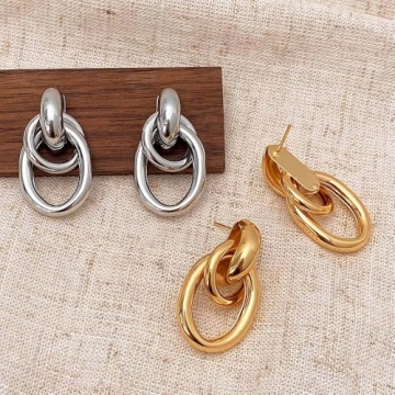 Trendy Chunky Sterling Silver Dangle Drop Earrings for Women