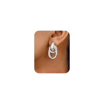 Trendy Chunky Sterling Silver Dangle Drop Earrings for Women