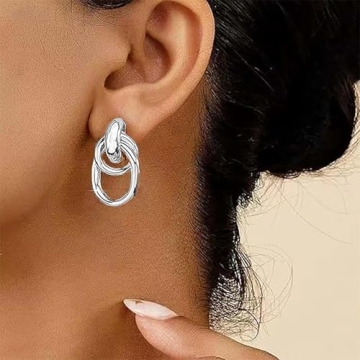 Trendy Chunky Sterling Silver Dangle Drop Earrings for Women
