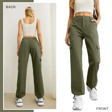 Lepunuo Cargo Pants Women Streetwear Casual Pants with Pockets High Waist Cargo Pants Women Baggy Jeans Army Green