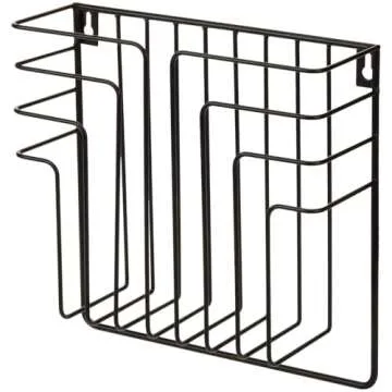 MyGift Modern Design Black Metal Wire Wall Mounted Magazine and File Folder Holder Organizer Rack