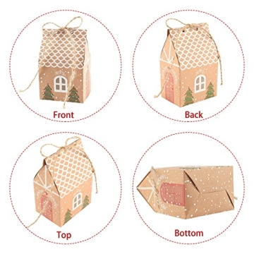ANCIENTPWR 20 PCS Small Christmas Gingerbread Treat Boxes, Small Bulk Christmas Gifts Boxes Mini Christmas Party Favor Boxes Gift Bags Wrapping