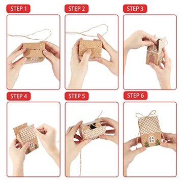 ANCIENTPWR 20 PCS Small Christmas Gingerbread Treat Boxes, Small Bulk Christmas Gifts Boxes Mini Christmas Party Favor Boxes Gift Bags Wrapping