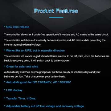 MOES Dual Power Controller 50A 5500 Watt Automatic Transfer Switch for Off Grid Solar Wind System AT...