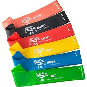 NeeBooFit Resistance Loop Band Set - Best Fitness Exercise Bands for Working Out or Physical Therapy - 12x2 Inches (Full 6 Piece Set)