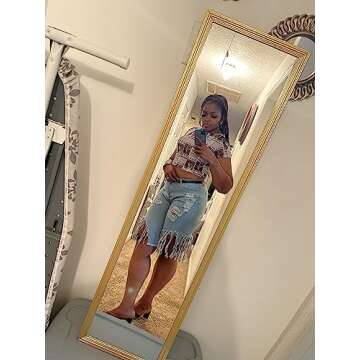DvaeMalligo Blue Denim Jean Shorts Womens High Waisted Ripped Stretchy Destroyed Distressed Raw Hem Tassels Bermuda Shorts(Blue,XL)