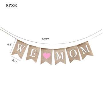 Rustic We Love Mom Burlap Garland Banner for Mother's Day Decorations