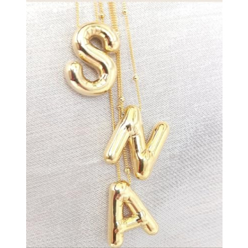 DIOWUS Bubble Letter Necklace For Women,Dainty Balloon Initial Necklaces 18k Gold Plated Chain Pendant Alphabet Necklaces For Girlfriend Charm Simple Gift Jewelry (A)