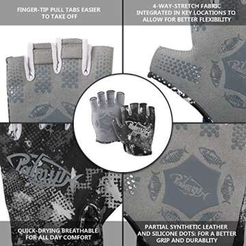 Palmyth Stubby UV Fishing Gloves Sun Protection Fingerless Glove Men Women UPF 50+ SPF for Kayaking,...