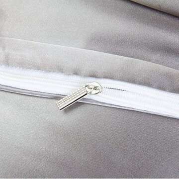 UniTendo Luxury 4-Piece Satin/Sateen Silky Bed Sheet Set Bedding Collection,Summer Duvet Cover Sets Flat Sheet Set-Silver Grey,Queen