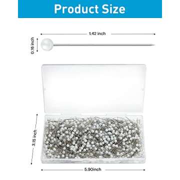 600 PCS Sewing Pins for FabricWhite Straight Head PinsPush PinsMap pinsCraft Positioning Pins Fixed ...