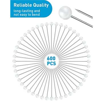 600 PCS Sewing Pins for FabricWhite Straight Head PinsPush PinsMap pinsCraft Positioning Pins Fixed Sewing Marker Needle for Crafting DressmakerJewelry DIYCraft and Sewing Wedding Flower Decorations