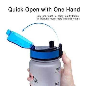 64HYDRO 32oz 1Liter Motivational Water Bottle with Time Marker & Removable Strainer, Flip Top Leakproof Durable BPA Free Non-Toxic for Home, Work, Gym Fitness, Sports - Can't Be Mermaid without Water