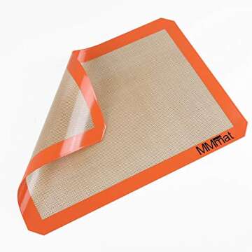MMmat Silicone Baking Mat - Best German Silicone - Non Slip Silicone Baking Sheet, Non Stick Reusable Silicone Mats for Baking, Oven Liner, Counter Mat - Half + Medium + Quarter Baking Sheets Set