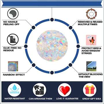 6 Mandala Window Decals for Bird Strikes - Anti-Collision Clings to Save Birds,Non Adhesive Vinyl Ra...