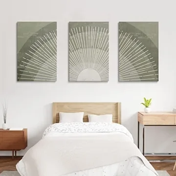 GUBIYU Sun Wall Art Set of 3 for Modern Boho Decor