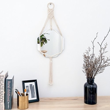 Stylish Mkono Macrame Wall Hanging Mirror for Home Decor