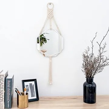 Stylish Mkono Macrame Wall Hanging Mirror for Home Decor
