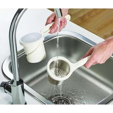 Joseph Joseph Helix Potato Ricer Masher Ergonomic Twist-Action Hand Manual Stainless Steel For Mashed Potato, White, 22