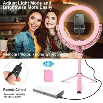 10" LED Selfie Ring Light for Computer/Laptop, Dimmable Phone Ring Light with Tripod Stand & Phone Holder for Video Conference Lighting Kit, Makeup Light for Live Streaming/Zoom/YouTube Video/Vlog