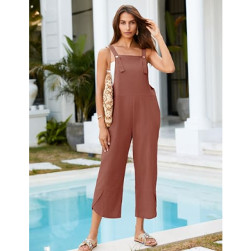 UANEO Women's Adjustable Cotton Jumpsuit with Pockets
