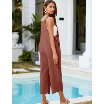 UANEO Women's Adjustable Cotton Jumpsuit with Pockets