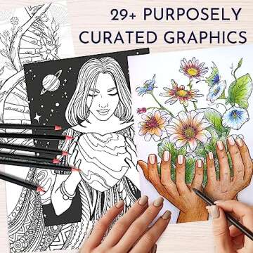 RYVE Adult Coloring Book for Women - Affirmations Coloring Books for Adults Relaxation - Mindfulness Coloring Book for Adults, Stress Relief Coloring Book, Self Love Gifts, Coloring Book Adult