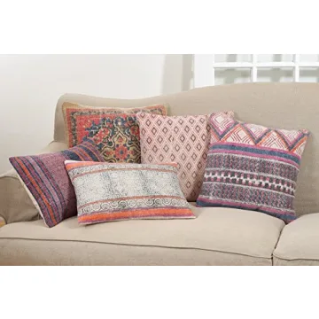 SARO LIFESTYLE Boho Diamond Hex Throw Pillow 18" Multicolor