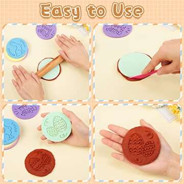 Zubebe 6 Pcs Happy Easter Cookie Stamp Set for Baking