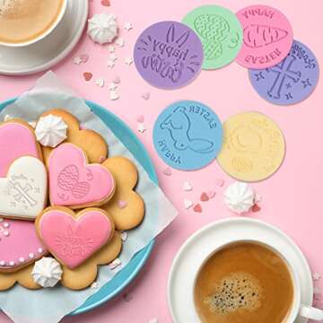 Zubebe 6 Pcs Happy Easter Cookie Stamp Set for Baking