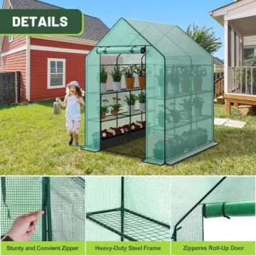Nova Microdermabrasion Walk-in Greenhouse for Outdoors, 57 x 57 x 77 inch, Portable PE Cover Greenho...