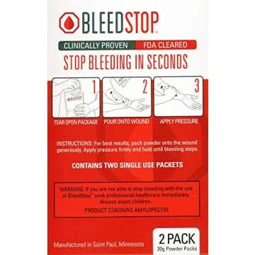 Bleedstop Fast Acting Emergency First Aid Powder Packets