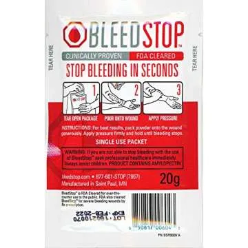 Bleedstop Fast Acting Emergency First Aid Powder Packets