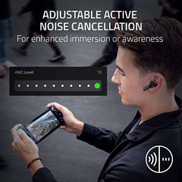 NEW Razer Hammerhead Pro HyperSpeed Wireless Gaming Earbuds for PC, PlayStation, Switch, Mobile: Adjustable ANC - Fast Wireless Charging Case - 30 Hr Battery - Bluetooth 5.3 - Chroma RGB - Black