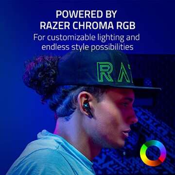 NEW Razer Hammerhead Pro HyperSpeed Wireless Gaming Earbuds for PC, PlayStation, Switch, Mobile: Adjustable ANC - Fast Wireless Charging Case - 30 Hr Battery - Bluetooth 5.3 - Chroma RGB - Black