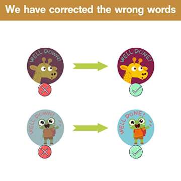 1000 PCS Incentive Stickers for Kids,1 Inch Animal Reward Stickers in 16 Designs.Teacher Supplies fo...