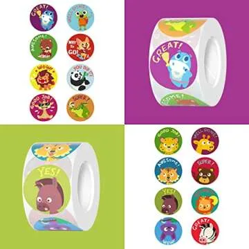 1000 PCS Incentive Stickers for Kids,1 Inch Animal Reward Stickers in 16 Designs.Teacher Supplies for Classroom,Potty Training Stickers,Encouraging Stickers,Motivational Stickers