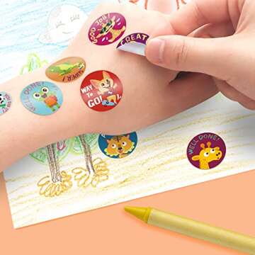1000 PCS Incentive Stickers for Kids,1 Inch Animal Reward Stickers in 16 Designs.Teacher Supplies for Classroom,Potty Training Stickers,Encouraging Stickers,Motivational Stickers