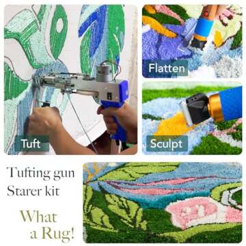 Tufting Gun Starter Kit with Carpet Trimmer - artufting 2 in 1 Cut Pile & Loop Pile Rug Tufting Gun ...