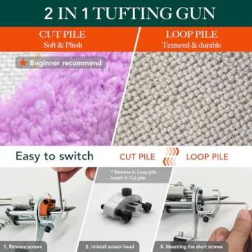 Tufting Gun Starter Kit with Carpet Trimmer - artufting 2 in 1 Cut Pile & Loop Pile Rug Tufting Gun - Easy-to-Use Rug Making Kit - Ideal for Craft Devotees, Crafting Studios & Social Media Creators