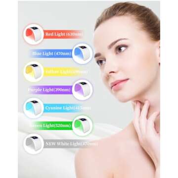 Beuwe Red-Light-Therapy-Mask, Led Light Therapy for Face, 7 Colors Led Face Mask Facial Led Light Th...