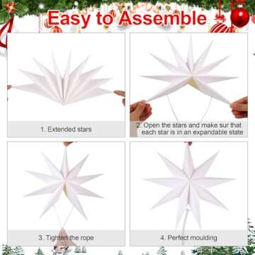 BestoFun 5 PCS White Paper Star Lanterns Hanging Stars Christmas Party Decorations Hanging Lampshade...