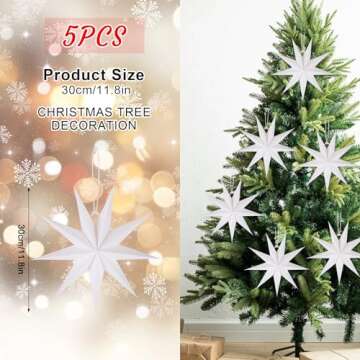 BestoFun 5 PCS White Paper Star Lanterns for Events