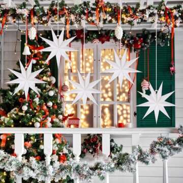 BestoFun 5 PCS White Paper Star Lanterns for Events