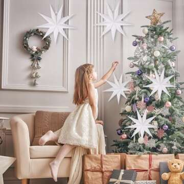 BestoFun 5 PCS White Paper Star Lanterns for Events