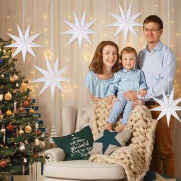 BestoFun 5 PCS White Paper Star Lanterns for Events