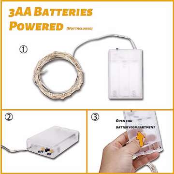 Fairy Lights Battery Operated 1 Pack 16FT 50 Led Mini Battery Powered String Lights Twinkle Lights M...